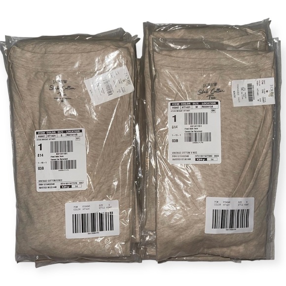 J. CREW T-Shirt Vintage Slub Cotton V-Neck Tee Heather Wheat Short Sleeve NWT - Picture 8 of 10